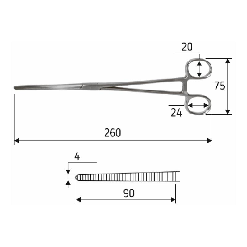 Затискач судинний Rochester-Pean, 26 cм, прямий, J-17-107.Surgicon